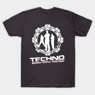 Techno Brings People Together - logo (white) T-Shirt